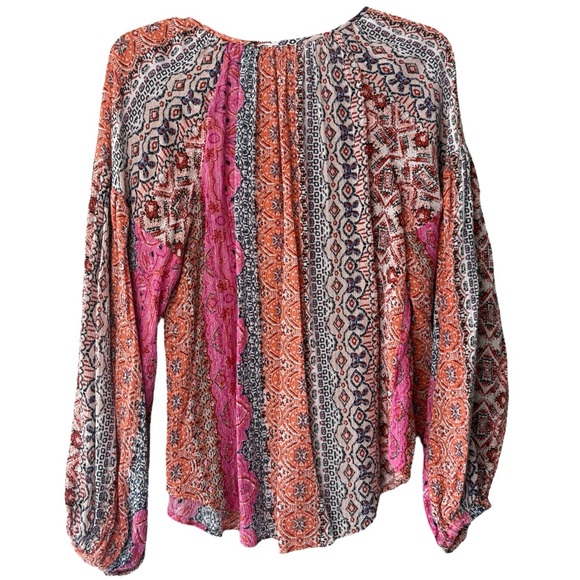 SOLD LOVESTITCH Hippie At Heart Volume Sleeve Blouse Size Small Pink Boho Top - Picture 4 of 10